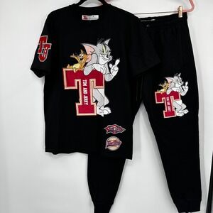 NWT Tom and Jerry Black Graphic T Shirt and Jogger Pants Set‎ Men's Size Medium